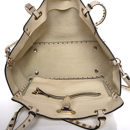 Valentino Garavani Alce Printed Calfskin Small Rockstud Tote Light Ivory 6 of 18