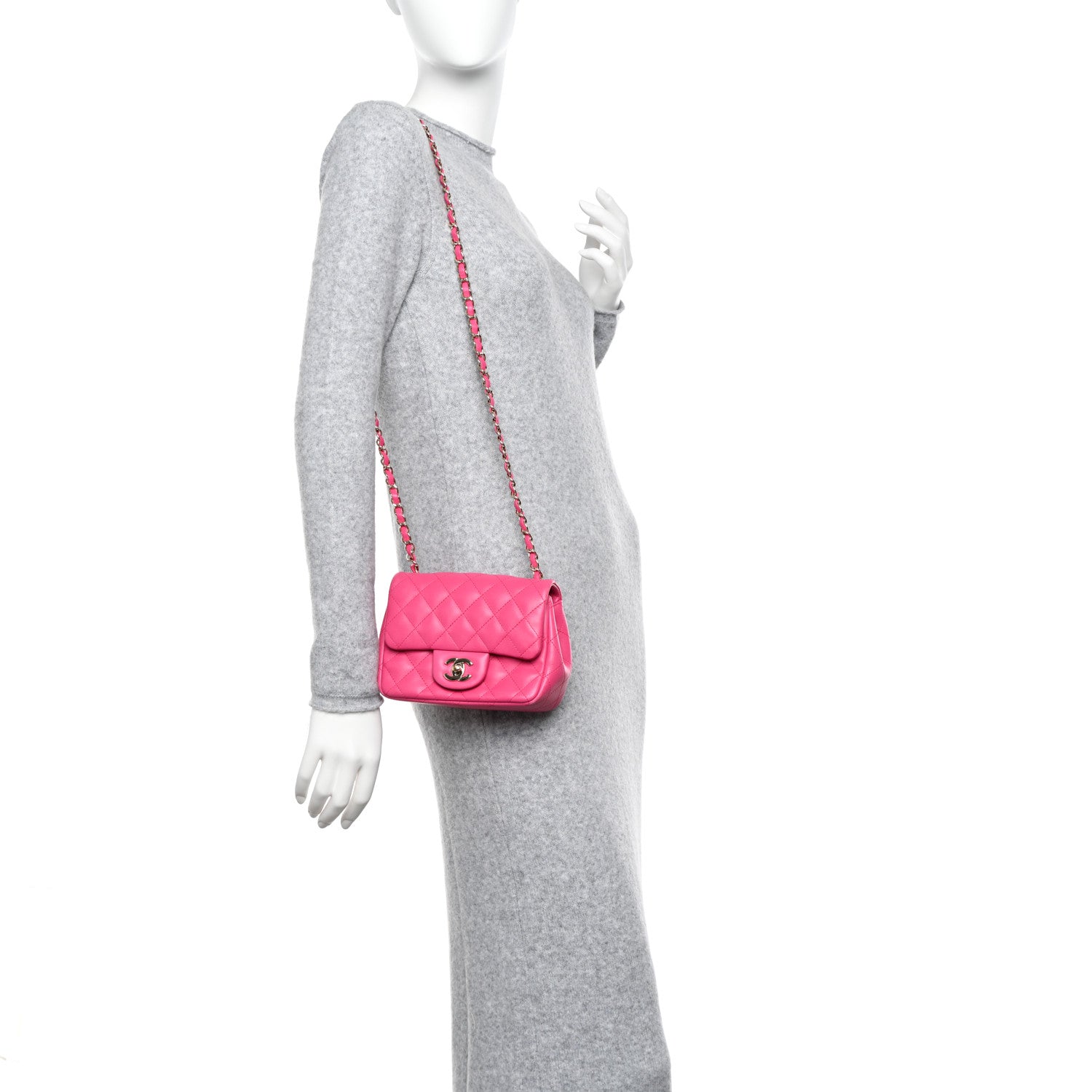 Chanel Lambskin Quilted Mini Square Flap Pink 2 of 11