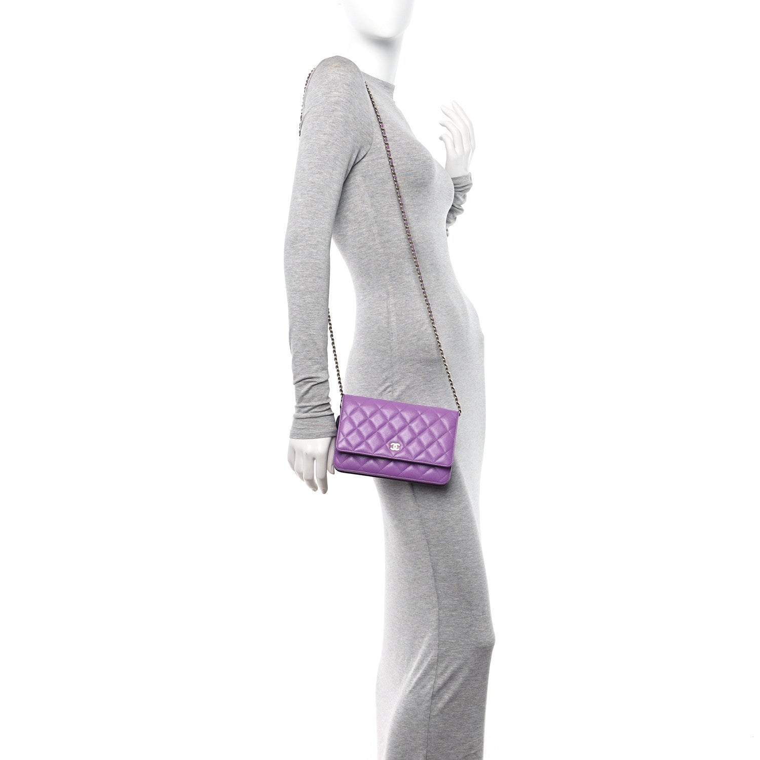 Chanel Caviar Quilted Wallet On Chain WOC Purple 2 of 12