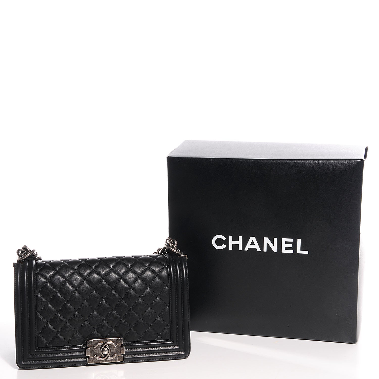 Chanel Metallic Calfskin Quilted Medium Boy Flap Black 5 of 9