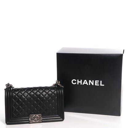 Chanel Metallic Calfskin Quilted Medium Boy Flap Black 5 of 9