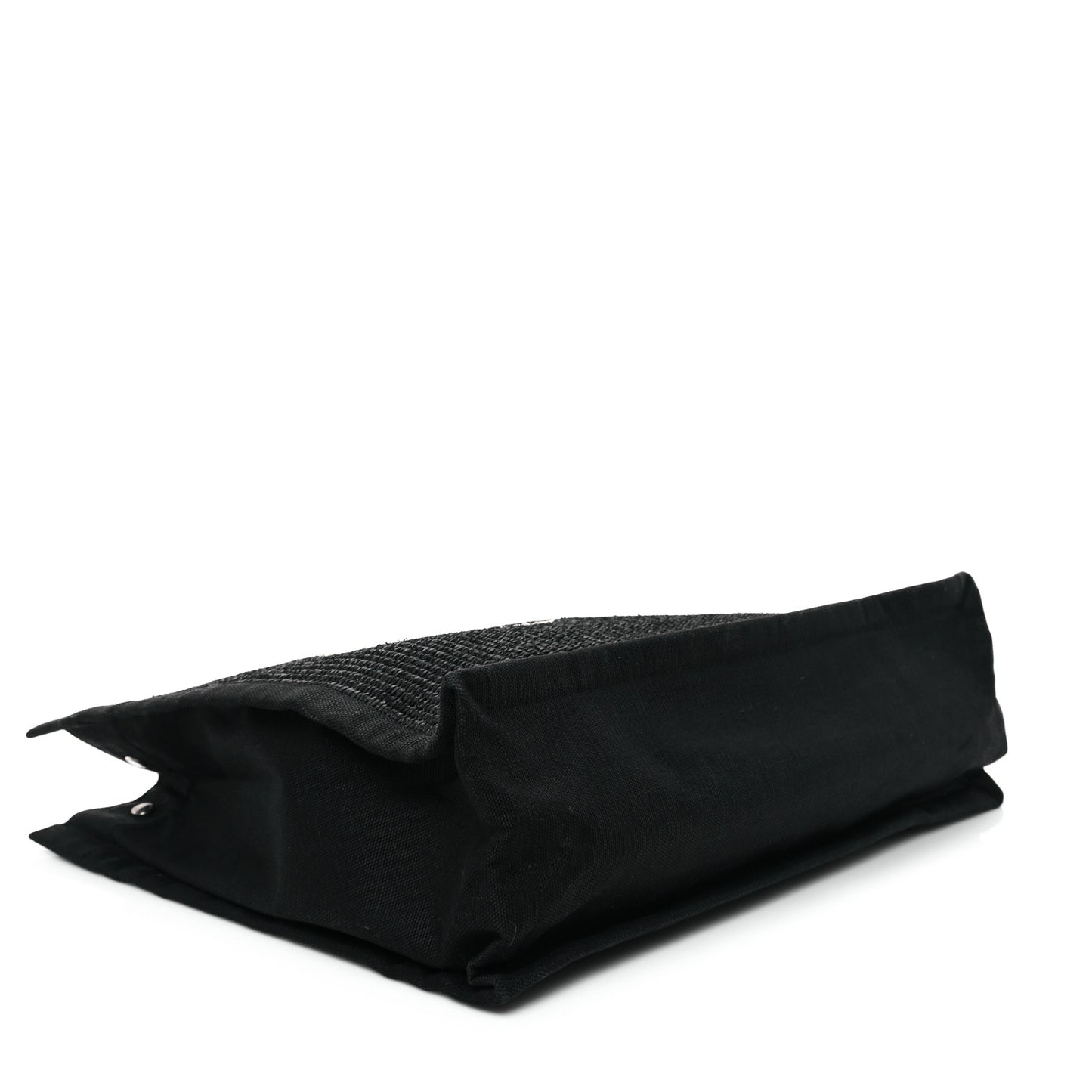 Raffia Linen Calfskin Rive Gauche Tote Black