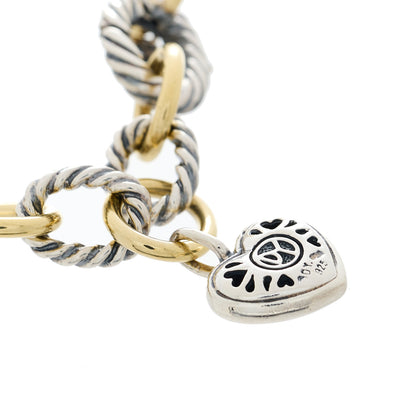 David Yurman Sterling Silver 18K Yellow Gold Garnet Carnelian 25th Anniversary Charm Bracelet 6 of 6