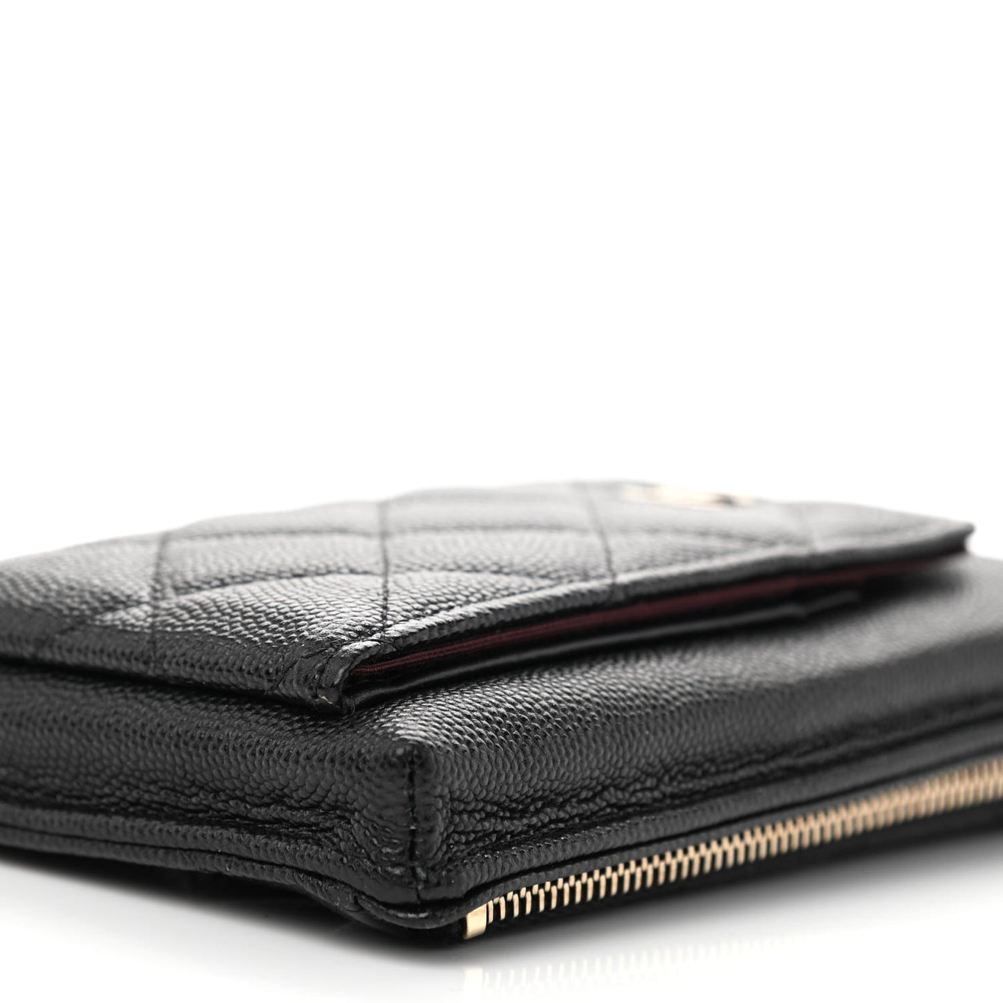 Caviar Quilted Zip Phone Case Black