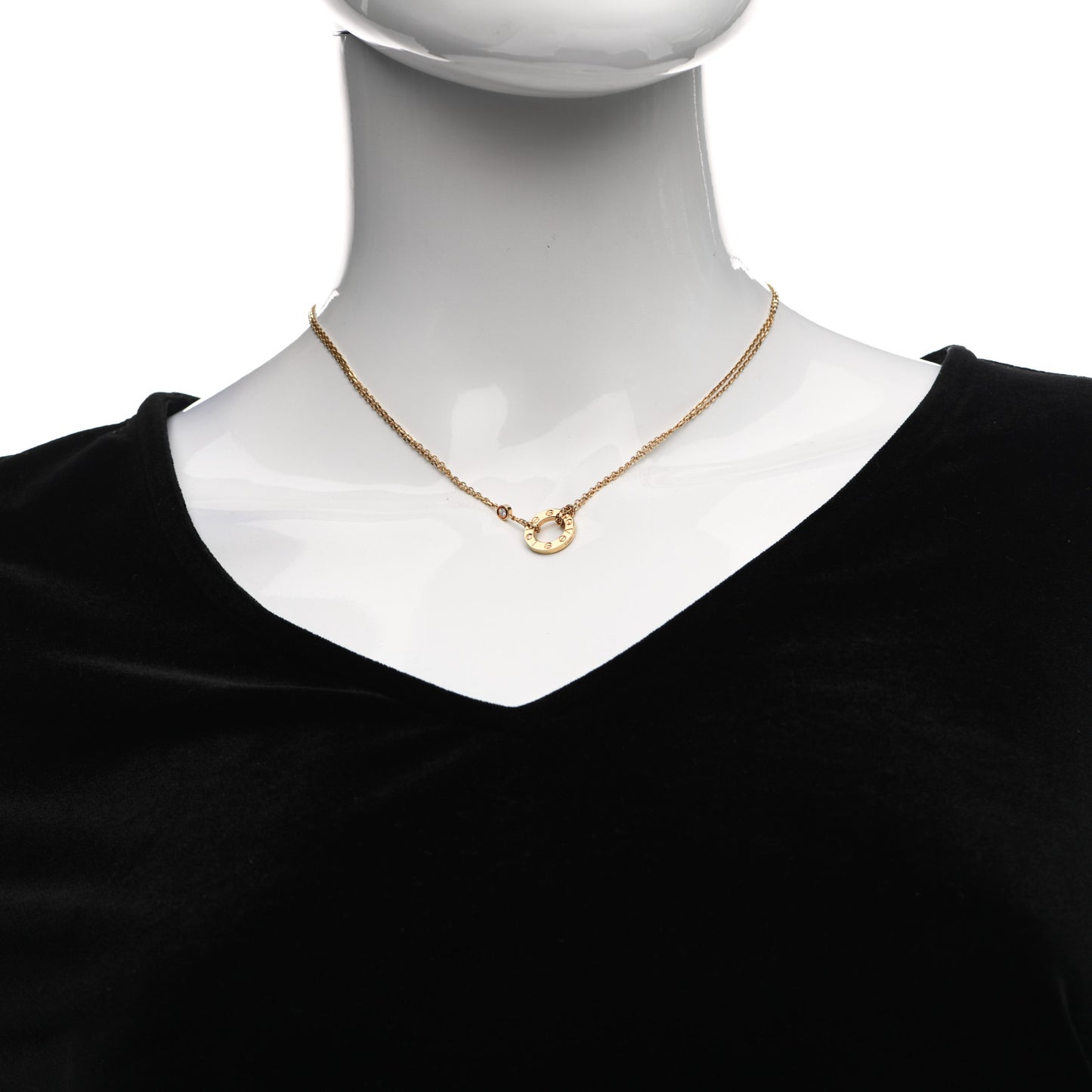 18K Yellow Gold 2 Diamond LOVE Necklace