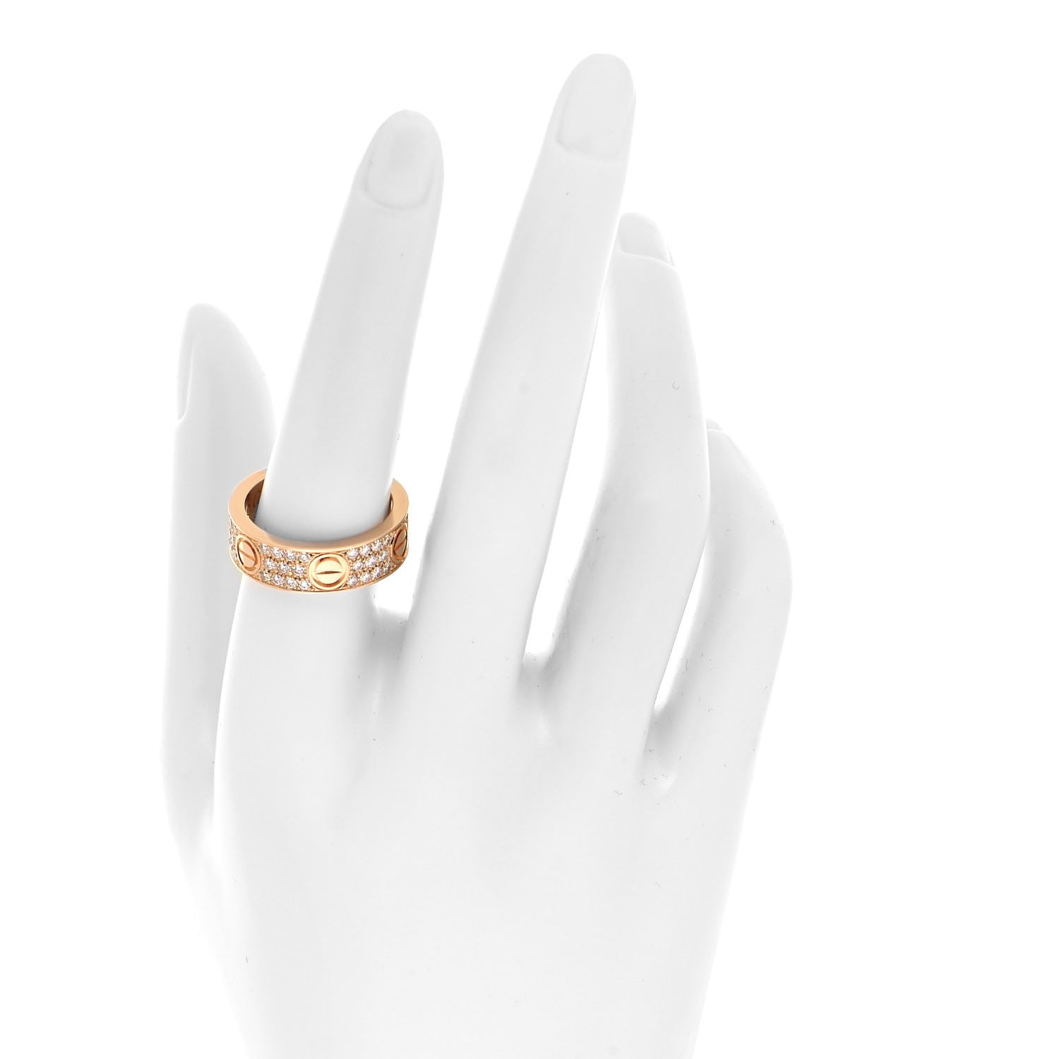 Cartier 18K Pink Gold Diamond 6.5mm LOVE Paved Ring 57 8 2 of 4