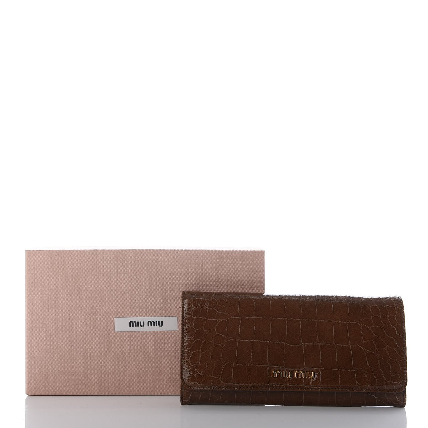 Embossed Crocodile Continental Wallet Tobacco