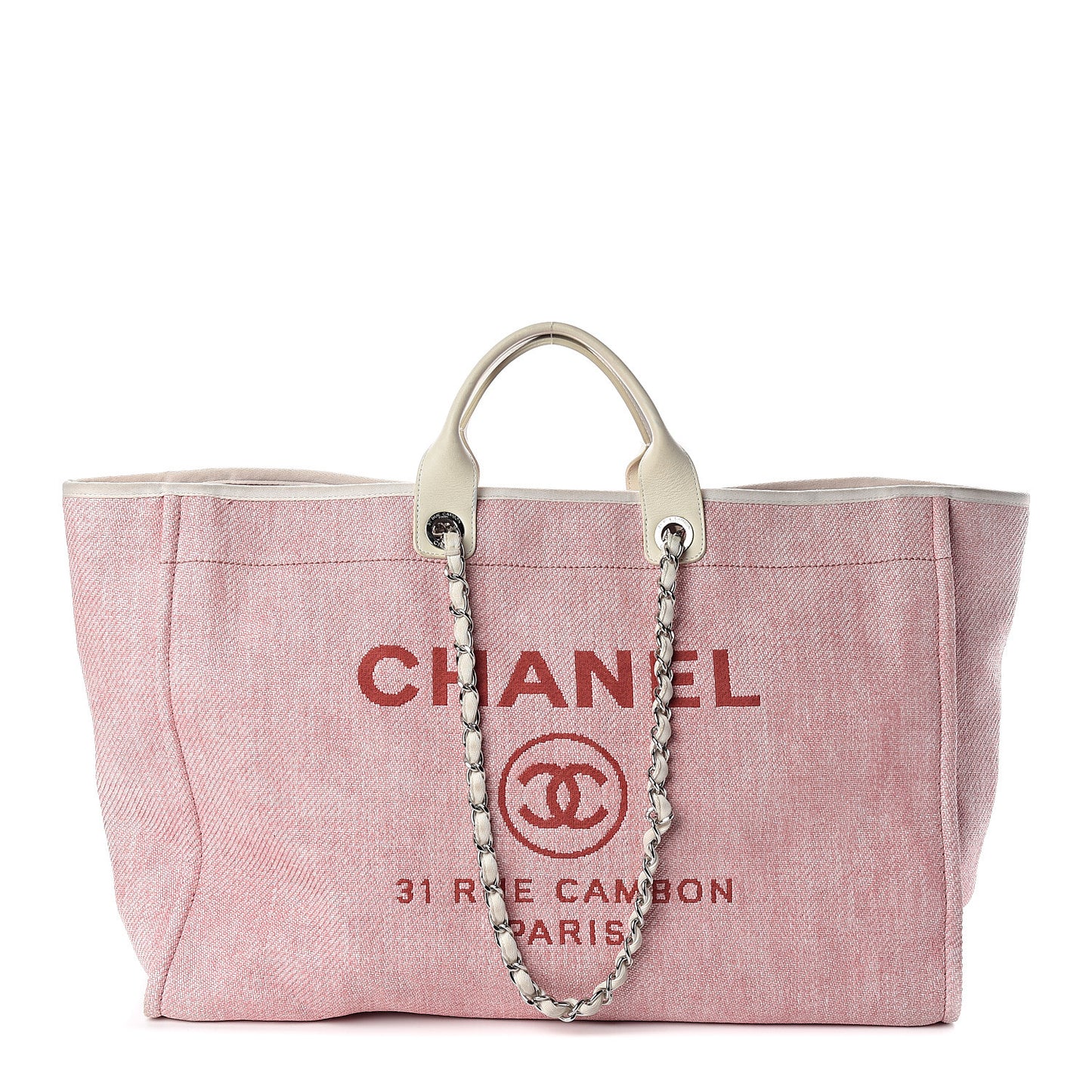 Woven Straw Raffia Extra Large Deauville Tote Pink