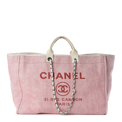 Chanel Woven Straw Raffia Extra Large Deauville Tote Pink 1 of 9
