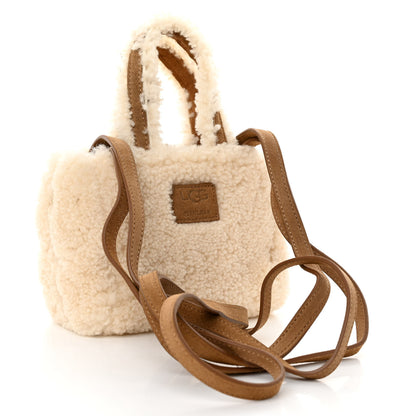 Telfar X UGG Suede Shearling Reverse Small Shopping Bag Natural 3 of 9