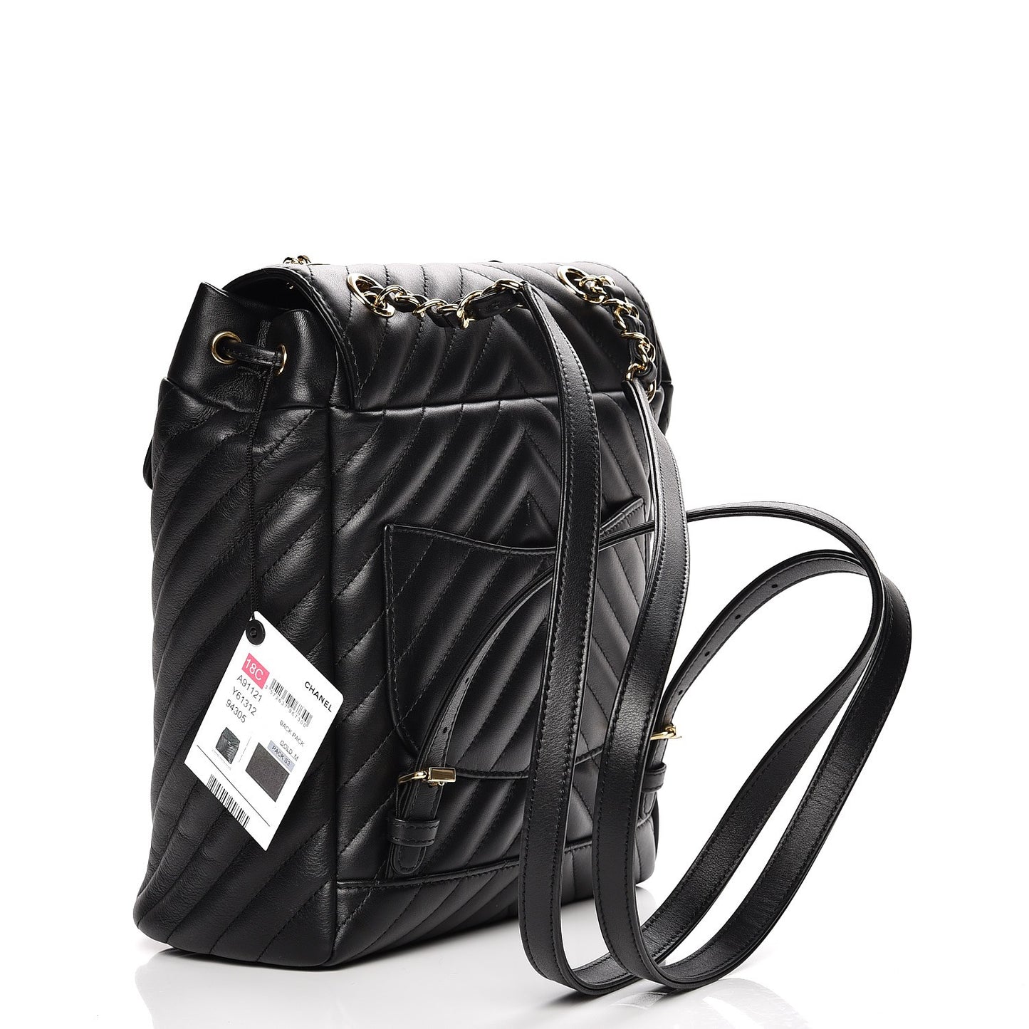 Calfskin Chevron Quilted Small Urban Spirit Backpack Black