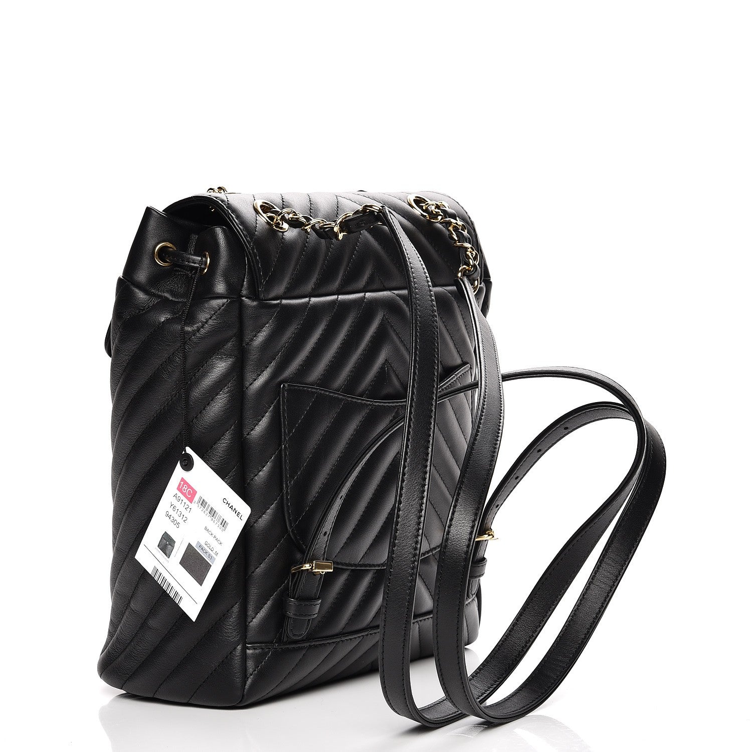 Chanel Calfskin Chevron Quilted Small Urban Spirit Backpack Black 3 of 7
