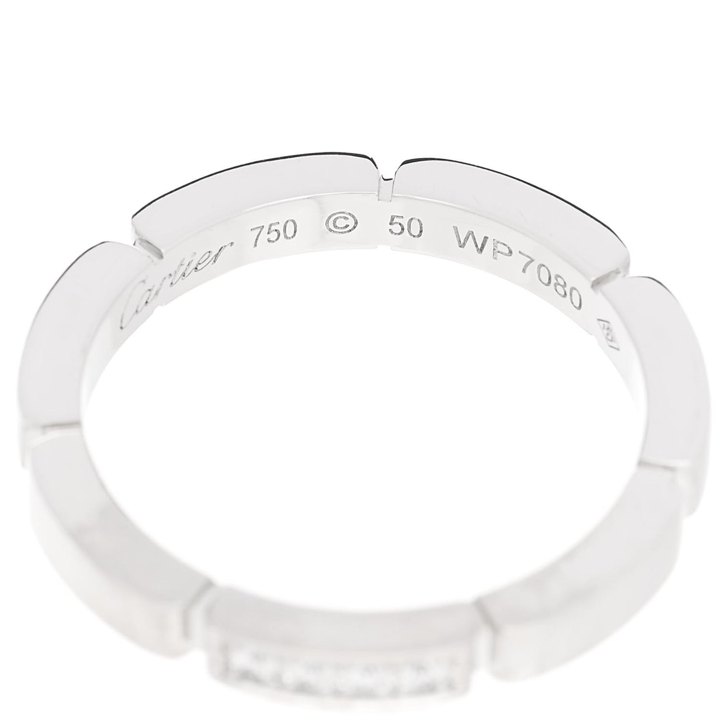 18K White Gold Diamond Maillon Panthere Wedding Band Ring 50 5.25