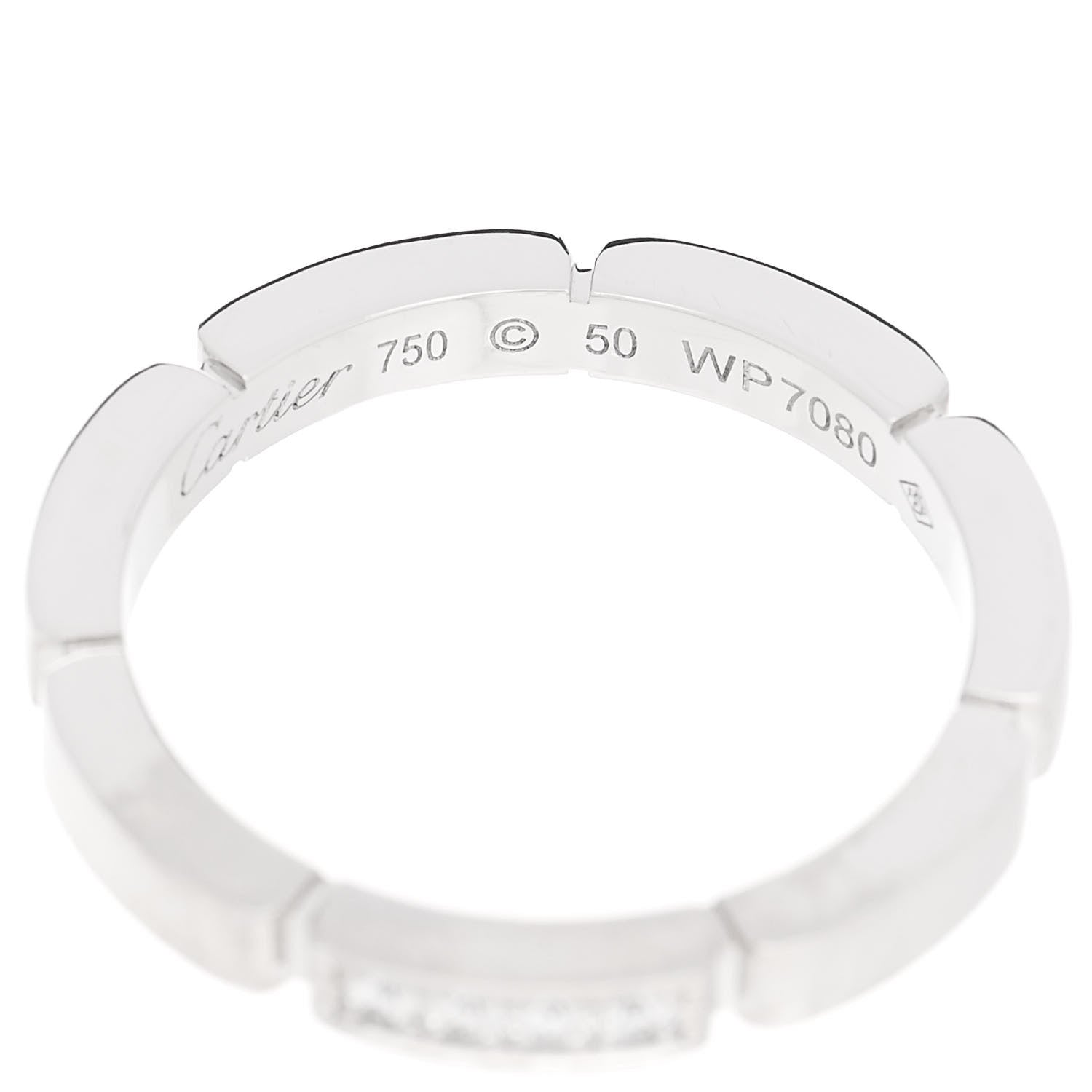 Cartier 18K White Gold Diamond Maillon Panthere Wedding Band Ring 50 5.25 4 of 4