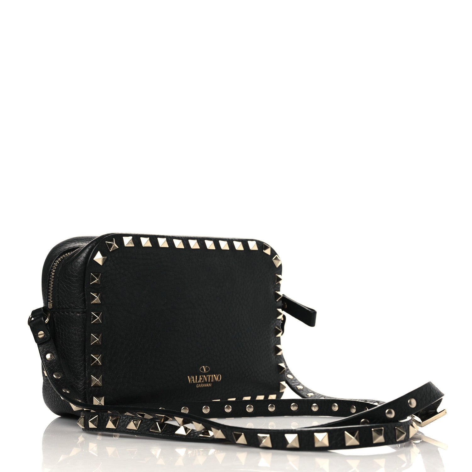 Valentino Garavani Pebbled Calfskin Rockstud Camera Crossbody Bag Black 3 of 9