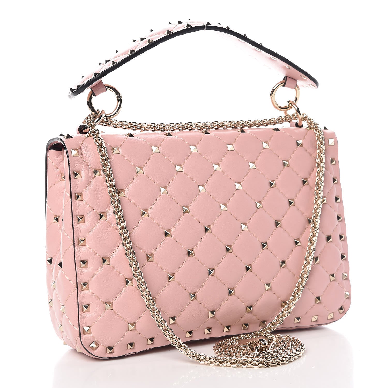 Valentino Garavani Lambskin Medium Rockstud Spike Shoulder Bag Pink 4 of 10