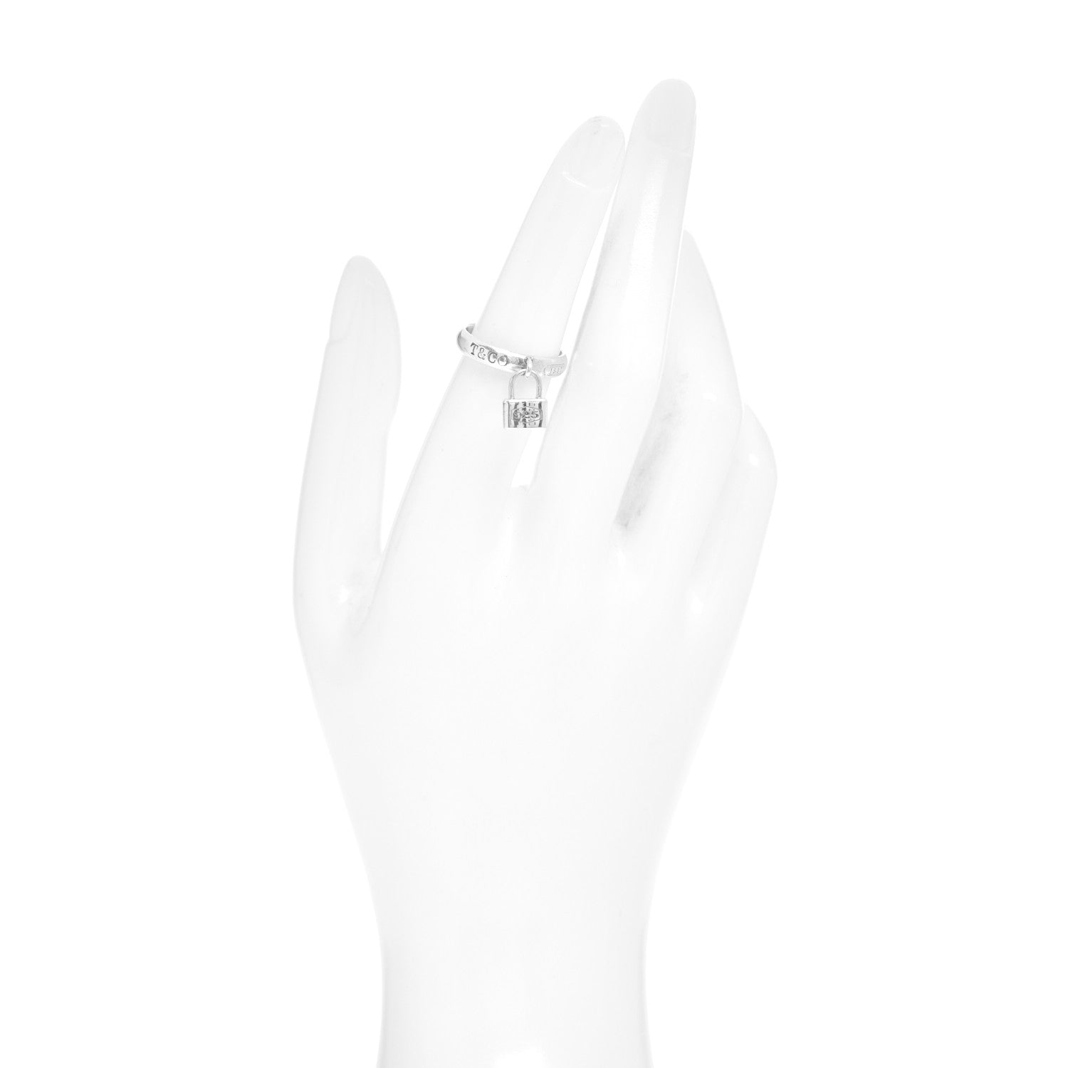 Tiffany Sterling Silver 1837 Lock Charm Ring 52 6 2 of 4