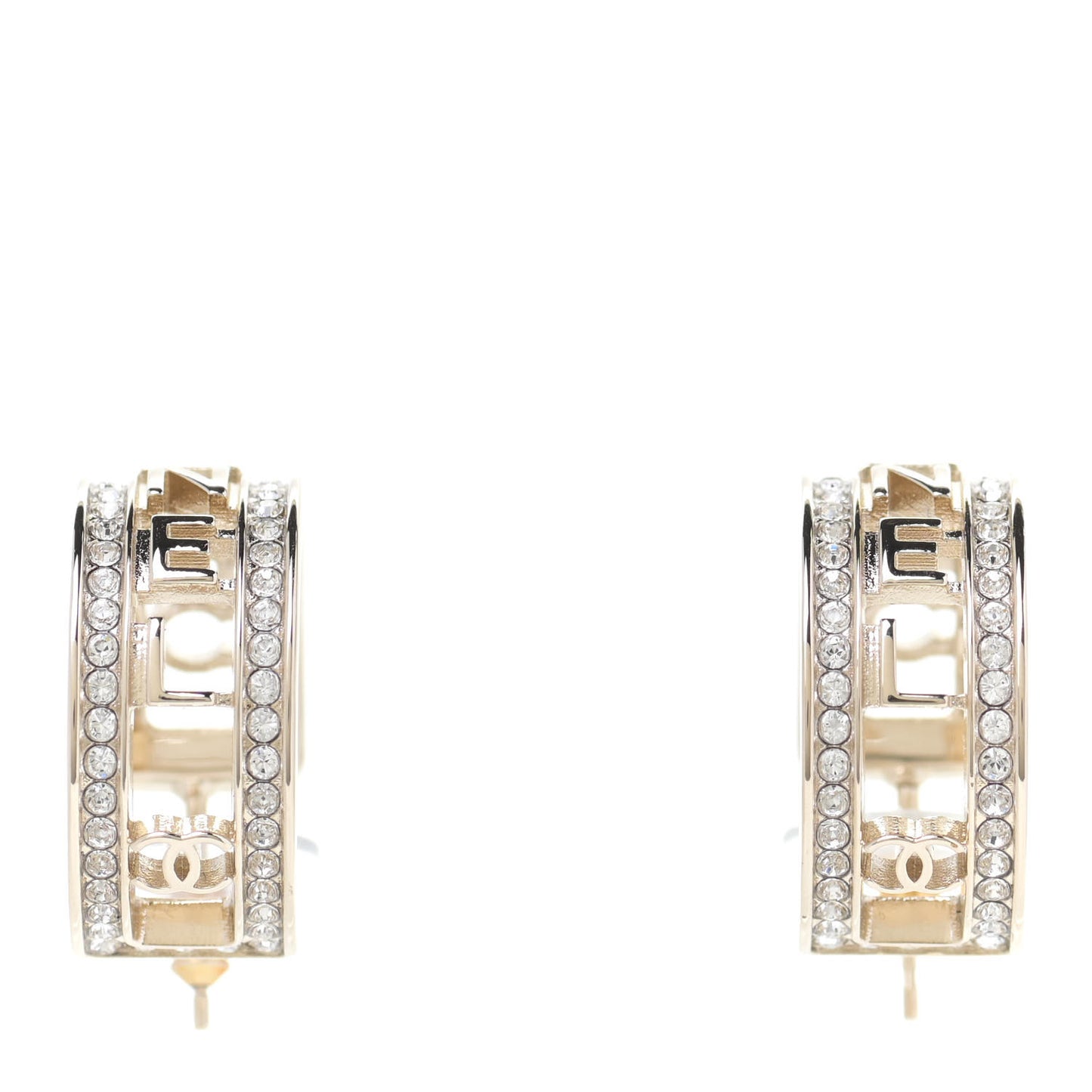Metal Crystal Bow-tiful CC Hoop Earrings Gold