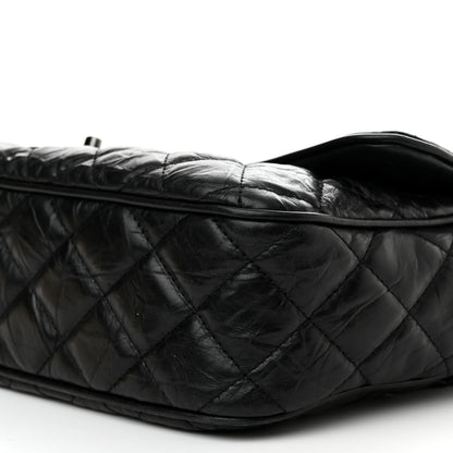 Chanel Crumpled Calfskin Quilted Medium Casual Rock Flap Black 10 of 10