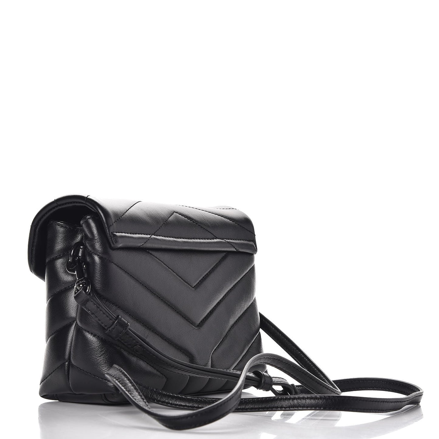 Calfskin Y Quilted Monogram Toy Loulou Crossbody Bag Black