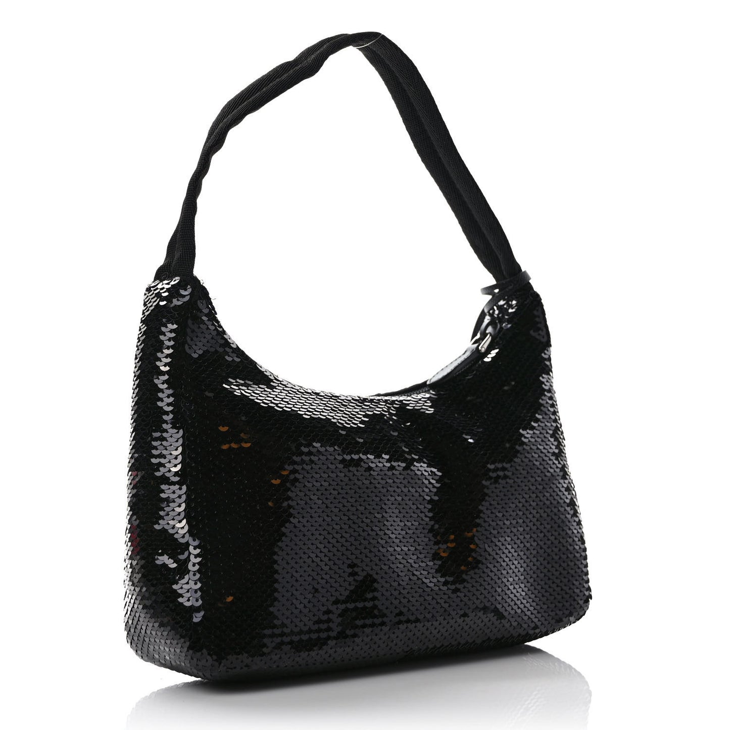 Paillettes Sequin Mini Re-Edition 2000 Bag Black White