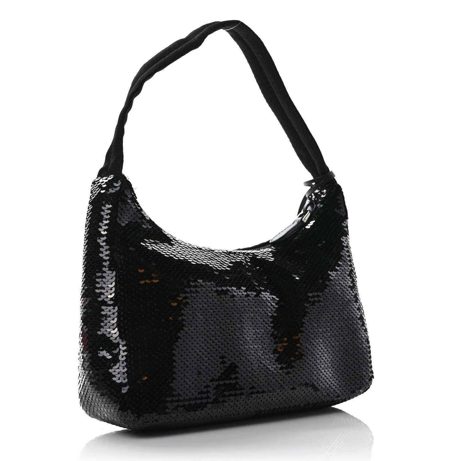 Prada Paillettes Sequin Mini Re-Edition 2000 Bag Black White 3 of 10