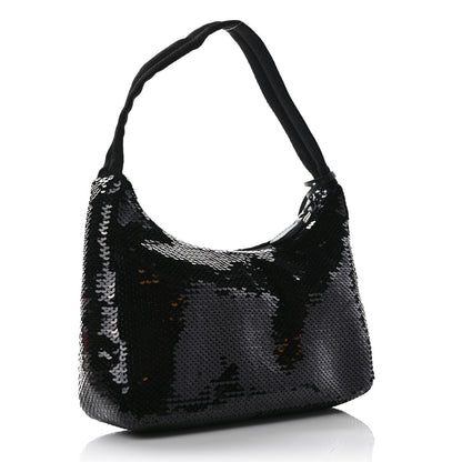 Prada Paillettes Sequin Mini Re-Edition 2000 Bag Black White 3 of 10