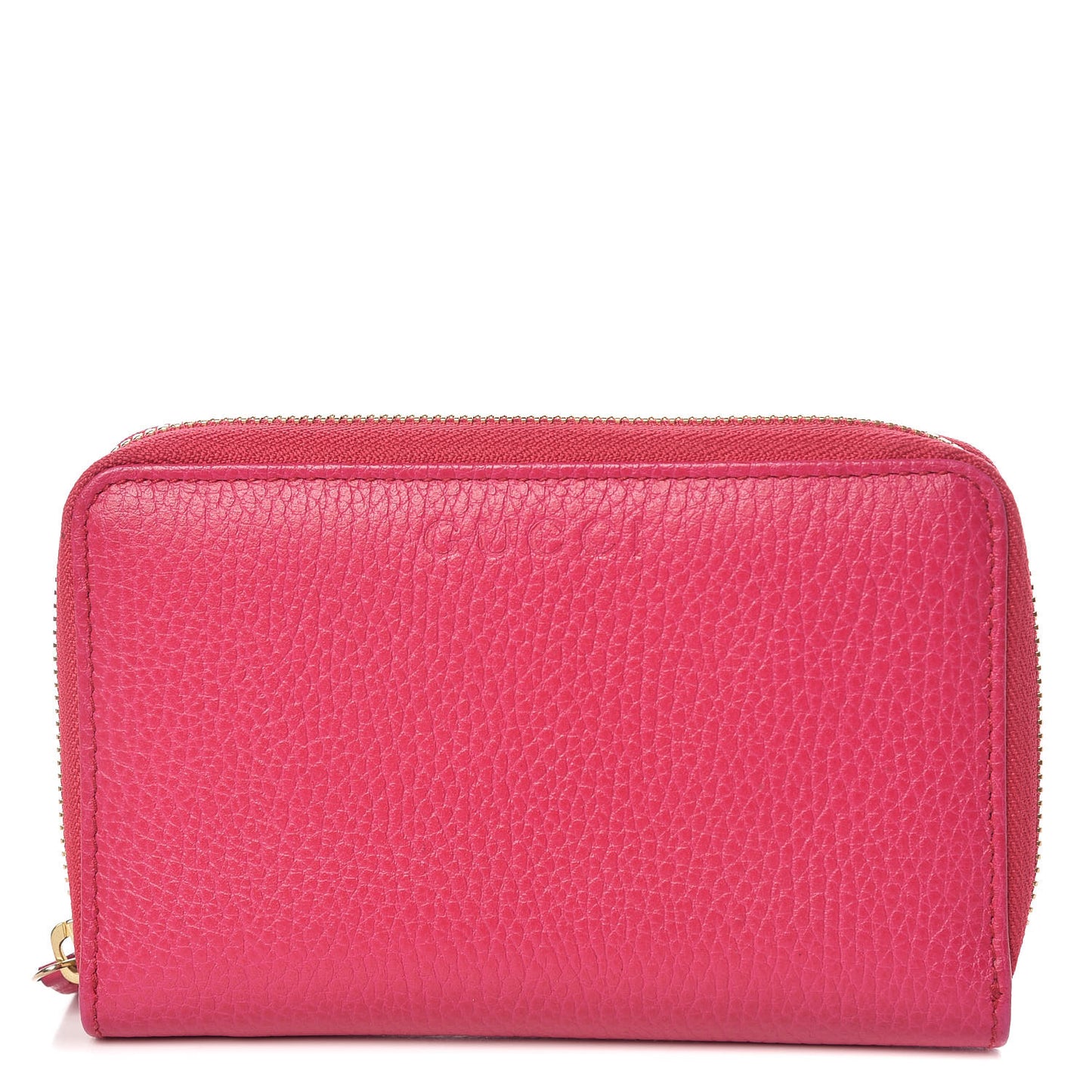 Pebbled Calfskin Zip Around Wallet Pink