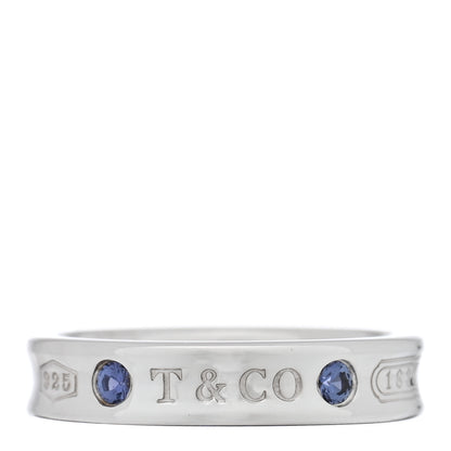 Tiffany Sterling Silver Blue Sapphire Narrow 1837 Band Ring 47 4 1 of 4