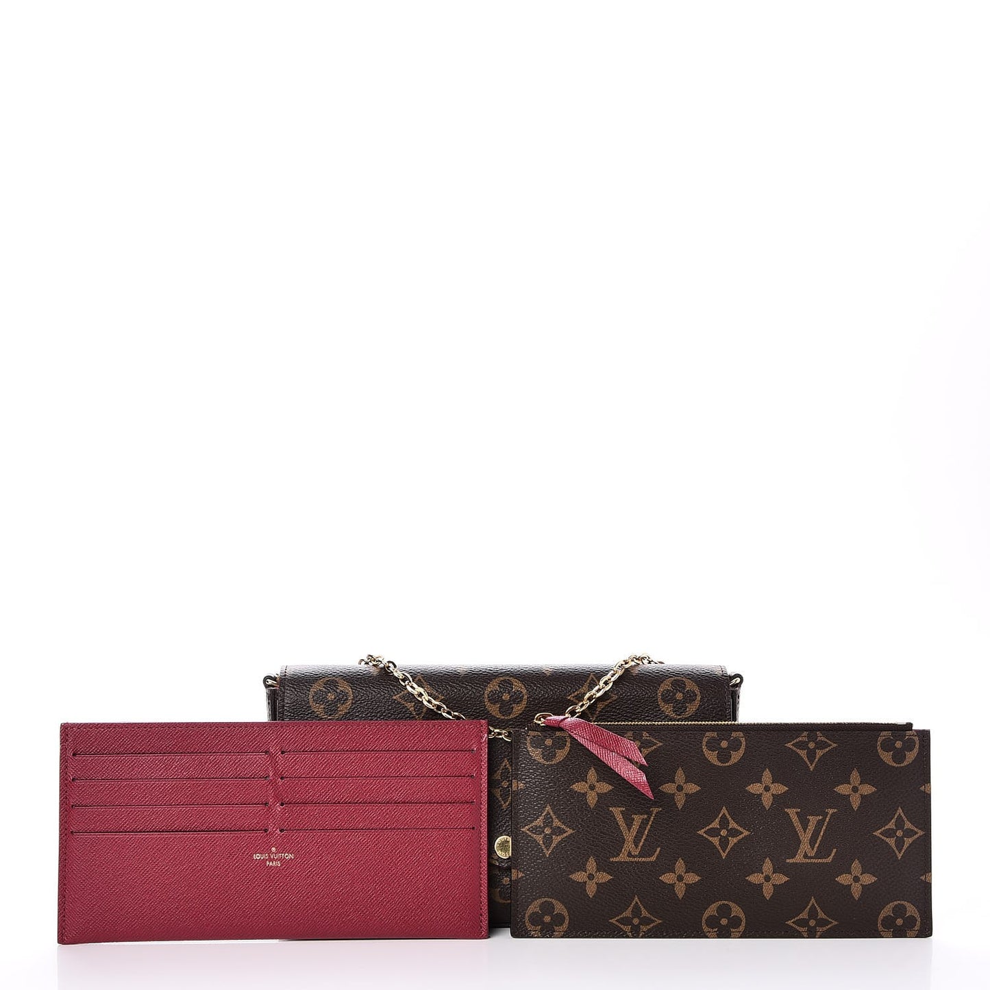 Monogram Pochette Felicie Chain Wallet Fuchsia