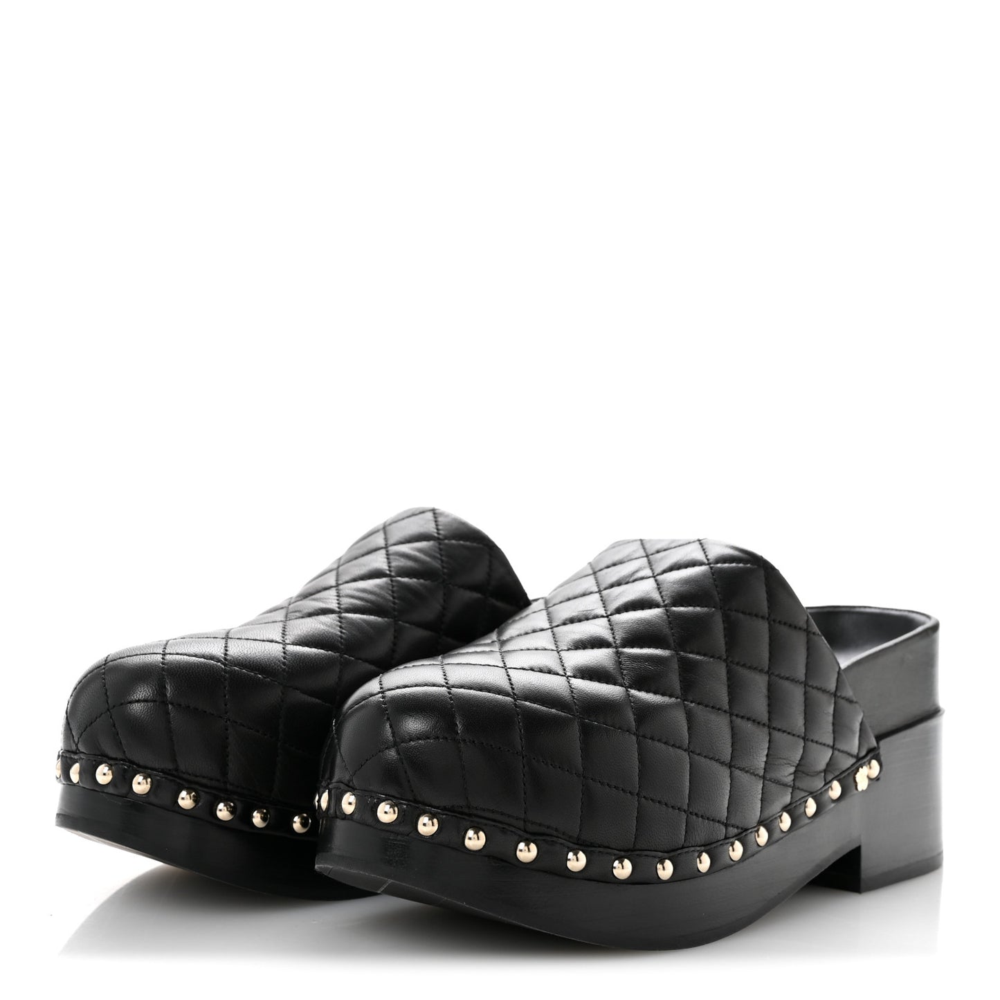 Lambskin Quilted CC Clogs 39 Black
