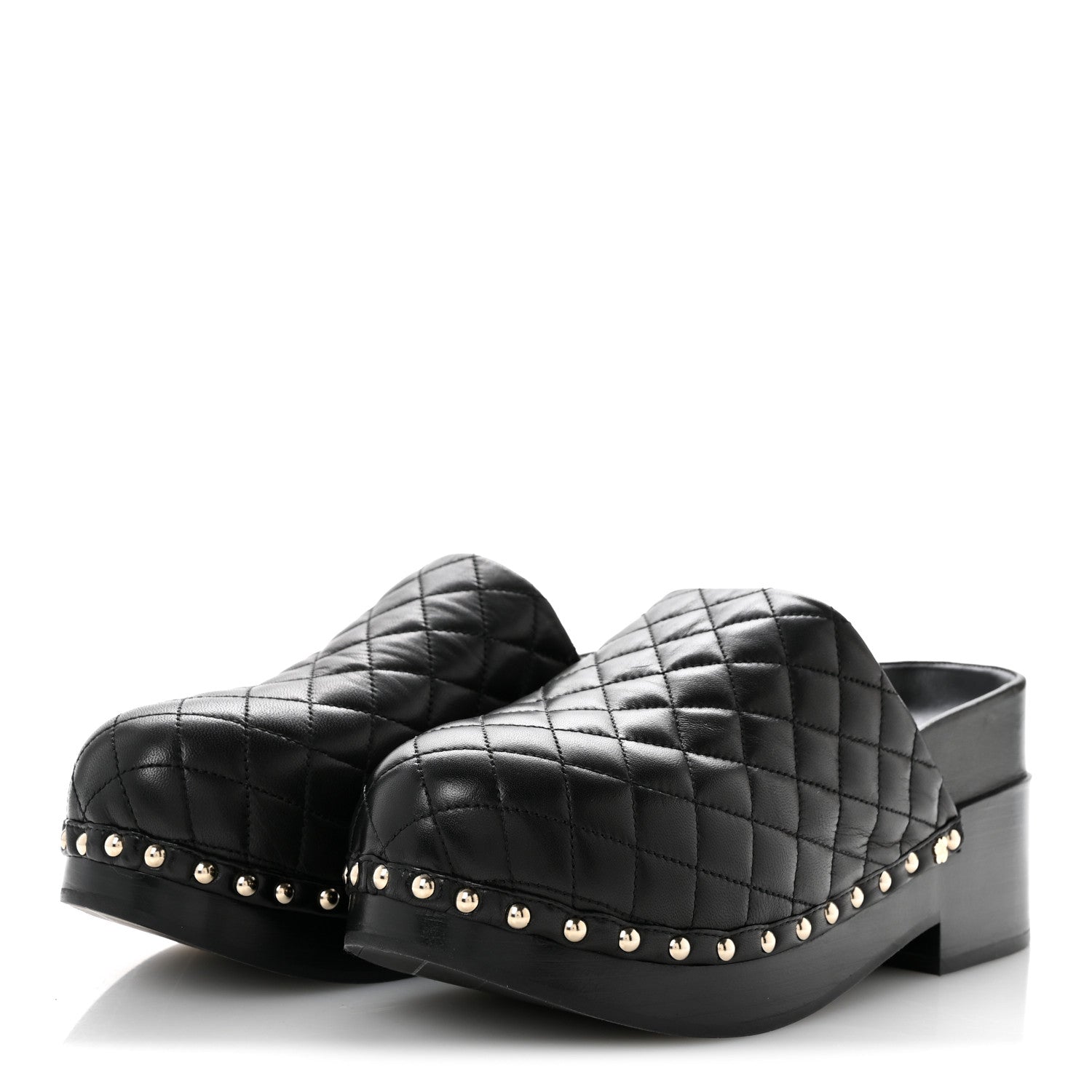 Chanel Lambskin Quilted CC Clogs 39 Black 4 of 12