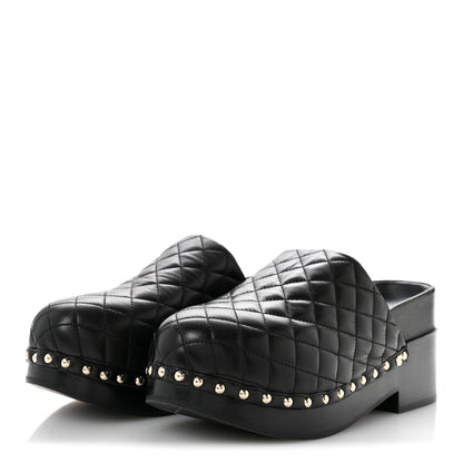 Chanel Lambskin Quilted CC Clogs 39 Black 4 of 12