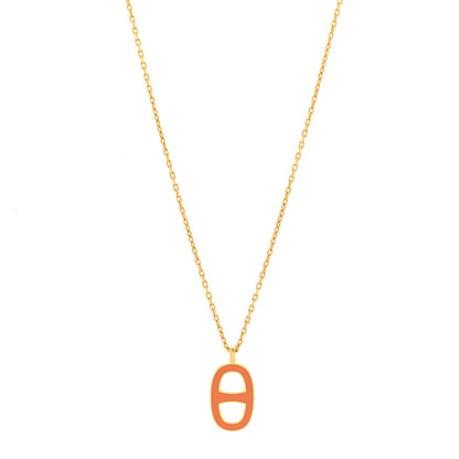 Hermes Lacquered Iliade Pendant Necklace Dark Orange 1 of 4