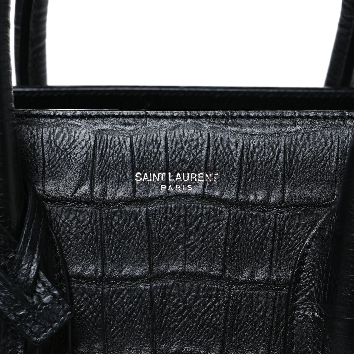Calfskin Crocodile Embossed Small Sac de Jour Black
