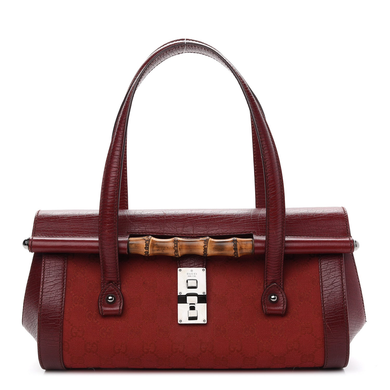 Gucci Monogram Bamboo Bullet Bag Red 1 of 13