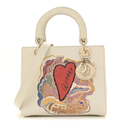 Christian Dior Calfskin Niki De Saint Phalle Amour Medium Lady Dior Off White 1 of 13