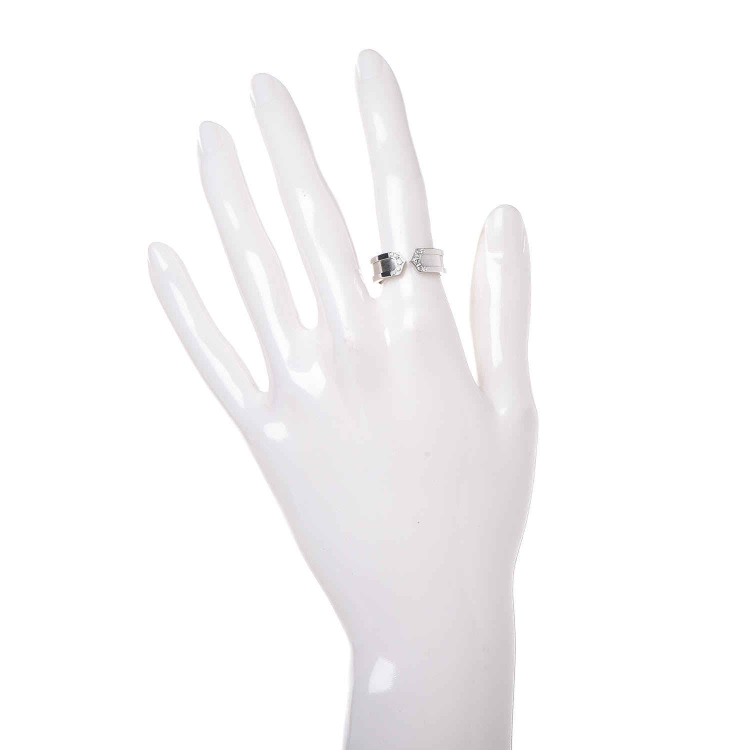 Cartier 18K White Gold Diamond 6.5 De Ring 52 6 2 of 6