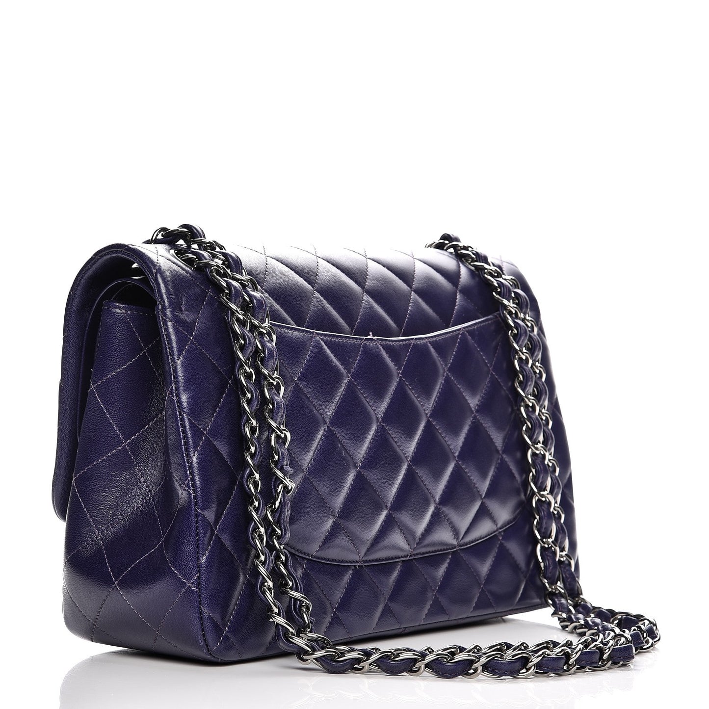 Lambskin Quilted Jumbo Double Flap Dark Purple