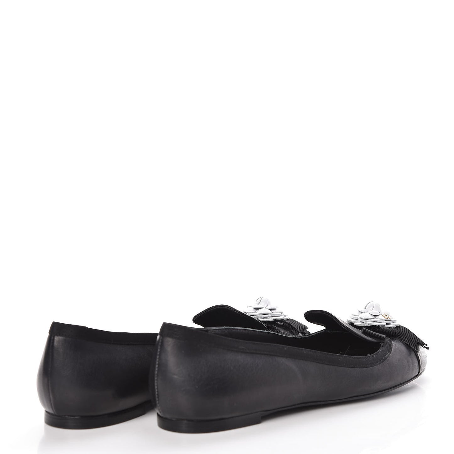 Lambskin Camellia Mocassin Loafers 37 Dark Grey