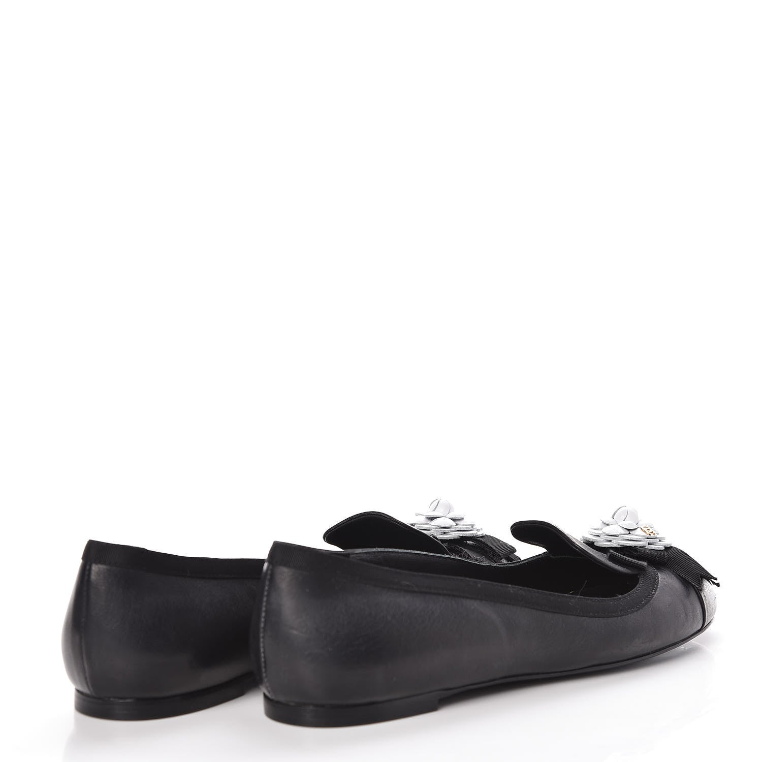 Chanel Lambskin Camellia Mocassin Loafers 37 Dark Grey 4 of 9