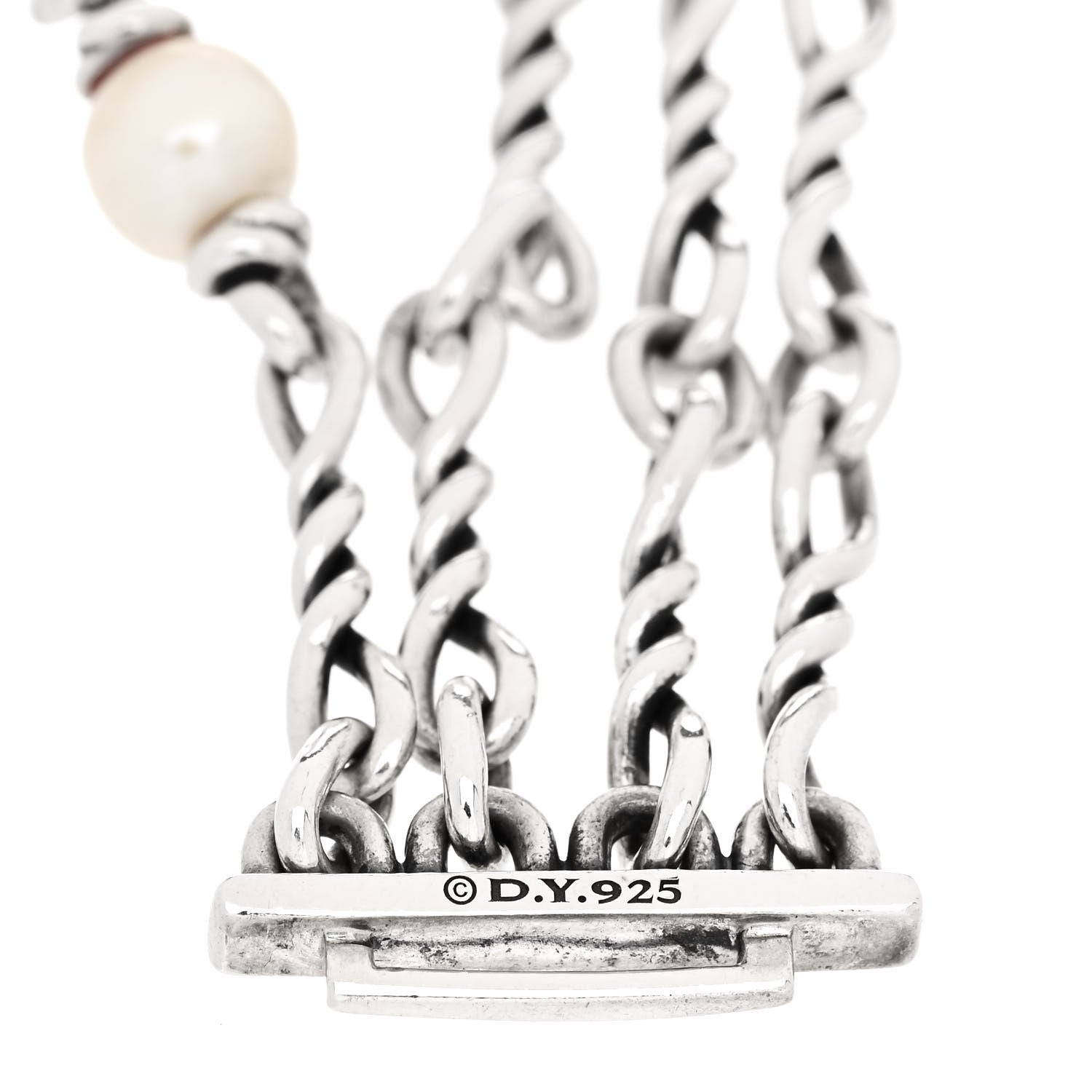 David Yurman Sterling Silver Pearl Continuance Four-Row Chain Bracelet 3 of 3