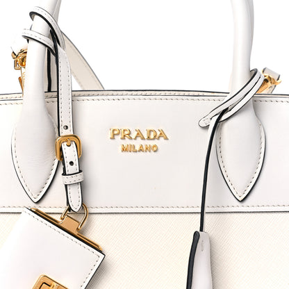 Prada Saffiano City Calfskin Bibliothèque Top Handle White 9 of 10
