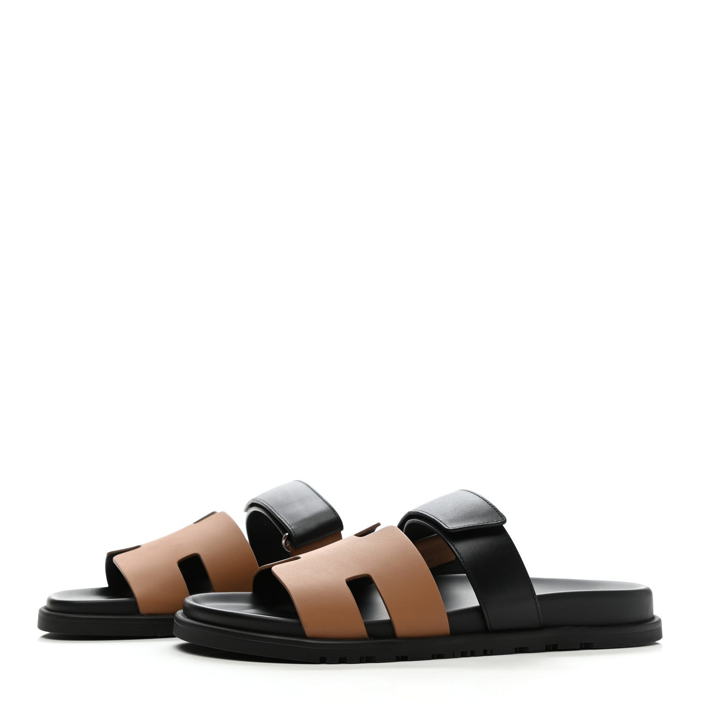 Calfskin Mens Chypre Sandals 43.5 Naturel Safari Black