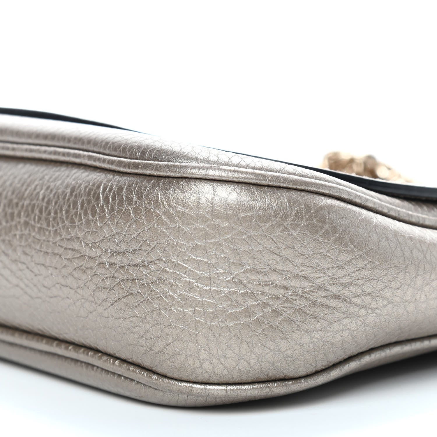 Gucci Metallic Pebbled Calfskin Medium Soho Flap Crossbody Golden Beige 11 of 11