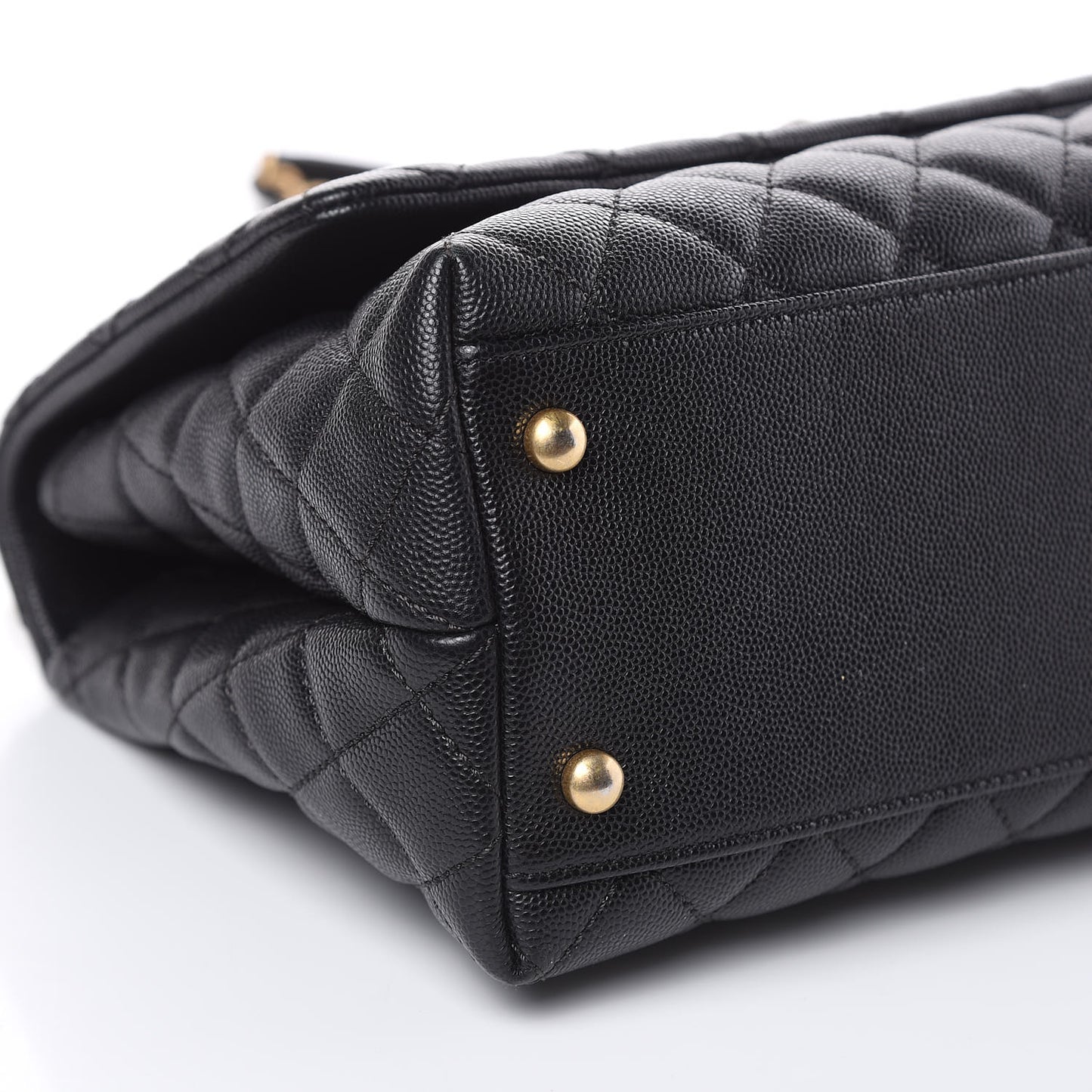 Caviar Quilted Small Coco Handle Flap Black