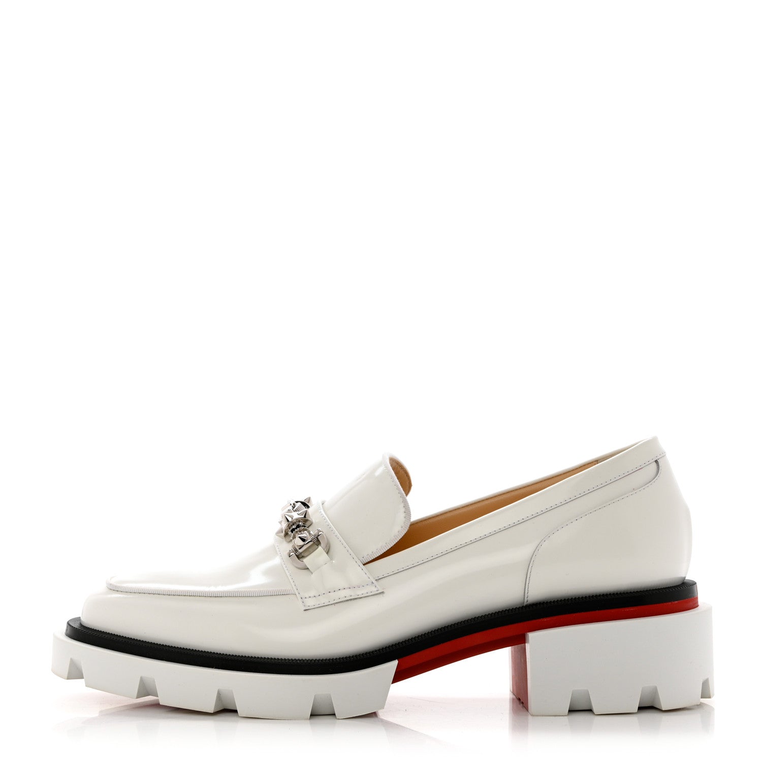 Christian Louboutin Calfskin Abrasivato Womens Maxiswing Flats 40 White 1 of 9