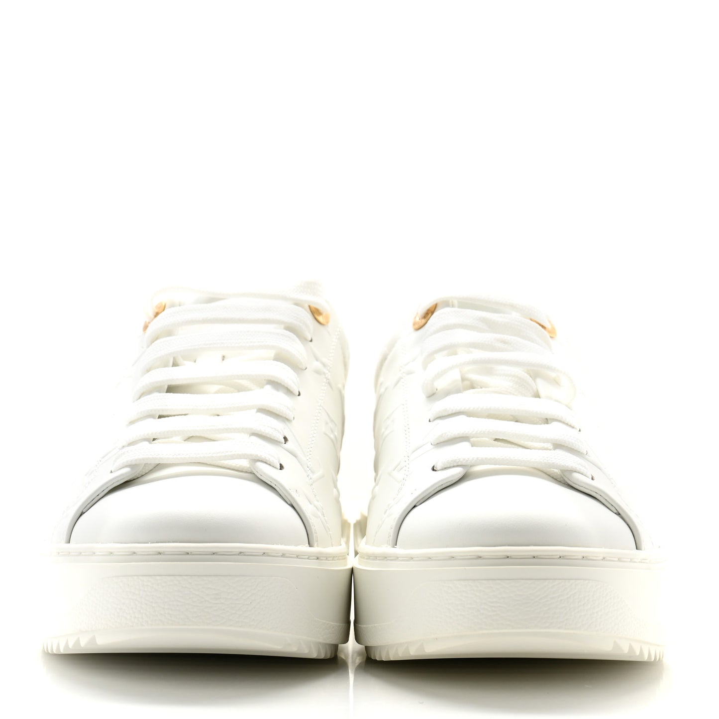 Calfskin Monogram Debossed Time Out Sneakers 40 White