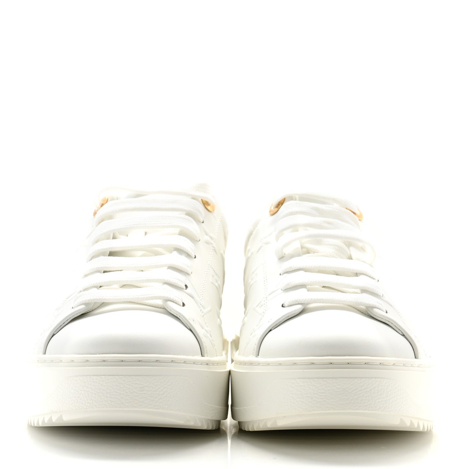 Louis Vuitton Calfskin Monogram Debossed Time Out Sneakers 40 White 2 of 10