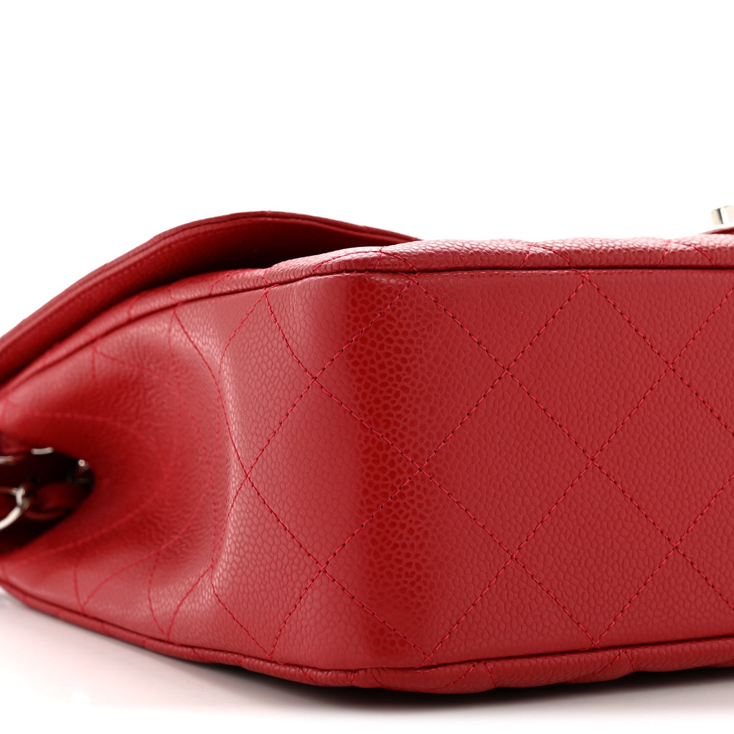 Caviar Quilted Jumbo Single Flap Red